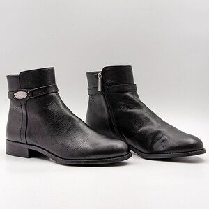 Michael Kors Women Finley Classic Logo Black Leather Dressy Boots sz 9.5